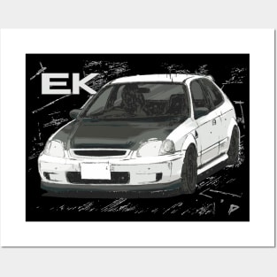 initial d jdm CIVIC type r EK9 anime Posters and Art